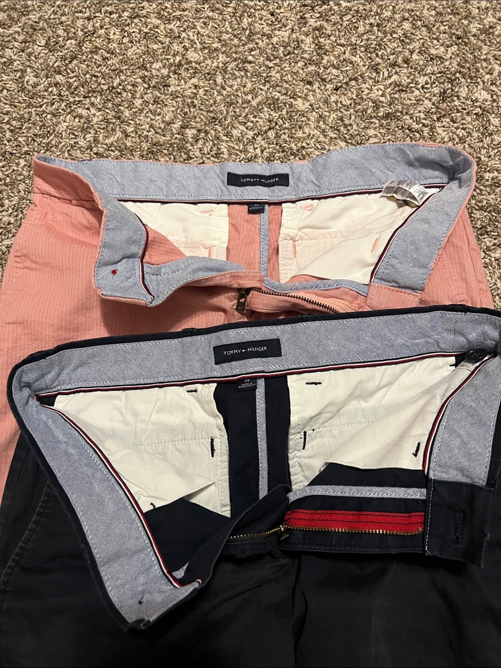 2 Tommy Hilfiger Men's Shorts (One Pink One Navy Blue)